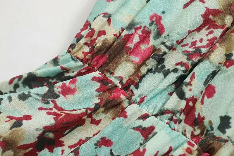 elegant short party dress streetwear casual a line pleated vintage floral dress female o-neck autumn mini dress vestidos