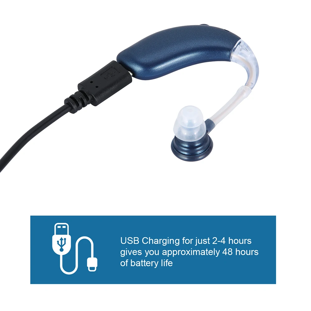 Bluetooth USB Перезаряжаемый мини слуховой аппарат BTE для пожилых портативный