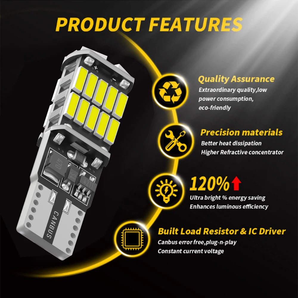 Светодиодная автомобильная лампа 4014SMD 2 шт. 12 В T10 W5W 194 для розетки автомобиля