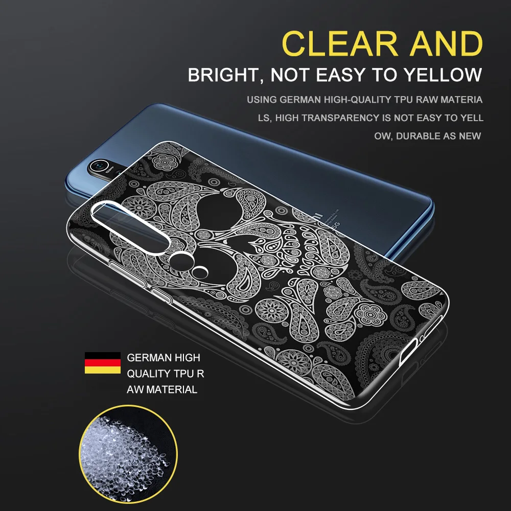 

Skull Skeleton Case For Xiaomi MI Note 11 10 9 T Pro SE Lite Poco X3 M3 F1 Redmi Note 9S 8T 9T 9 8 7 A Pro Soft TPU Phone Fundas