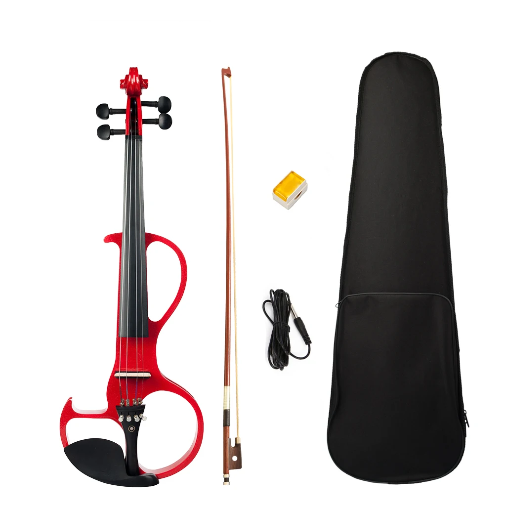 Full Size 4/4 Electronic Silent Violin Set Solidwood For Students Adults Beginners Music Perfomance Training w/ Bow Storage Case