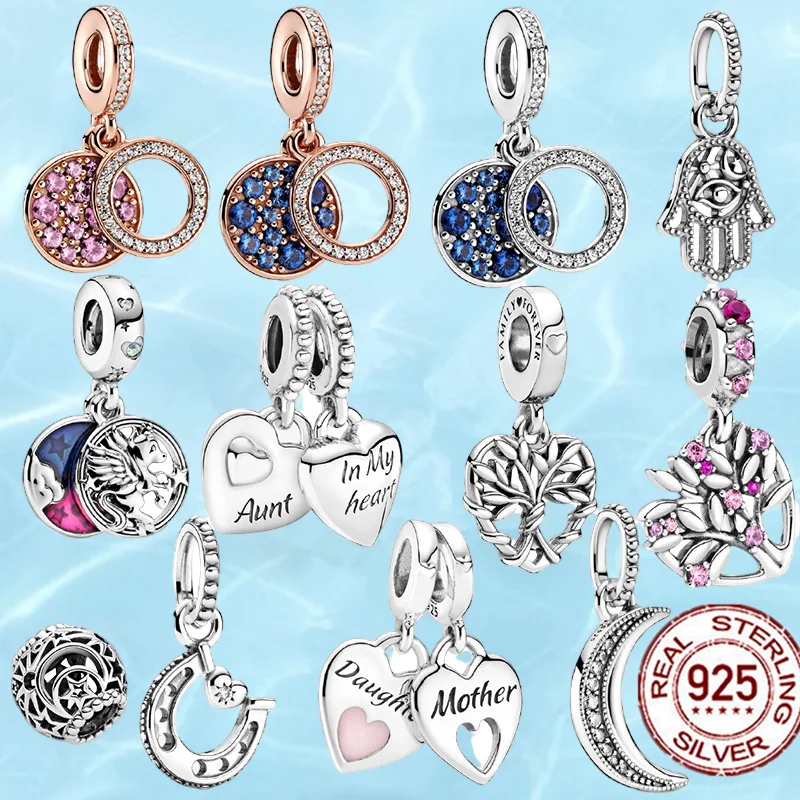 

925 Sterling Silver Round Pendant Beads With Diamonds Suitable For Priginal Pandora Bracelet Silver S925 Jewelry DIY Pendant
