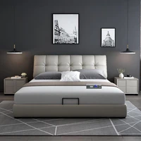 modern european solid wood bed 2 people fashion carved leather french bedroom furniture hp003