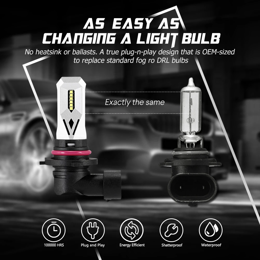 СВЕТОДИОДНЫЙ Автомобильный противотуманный светильник 1500lm H7 H11 9005 9006 80W H1 H3 6500K
