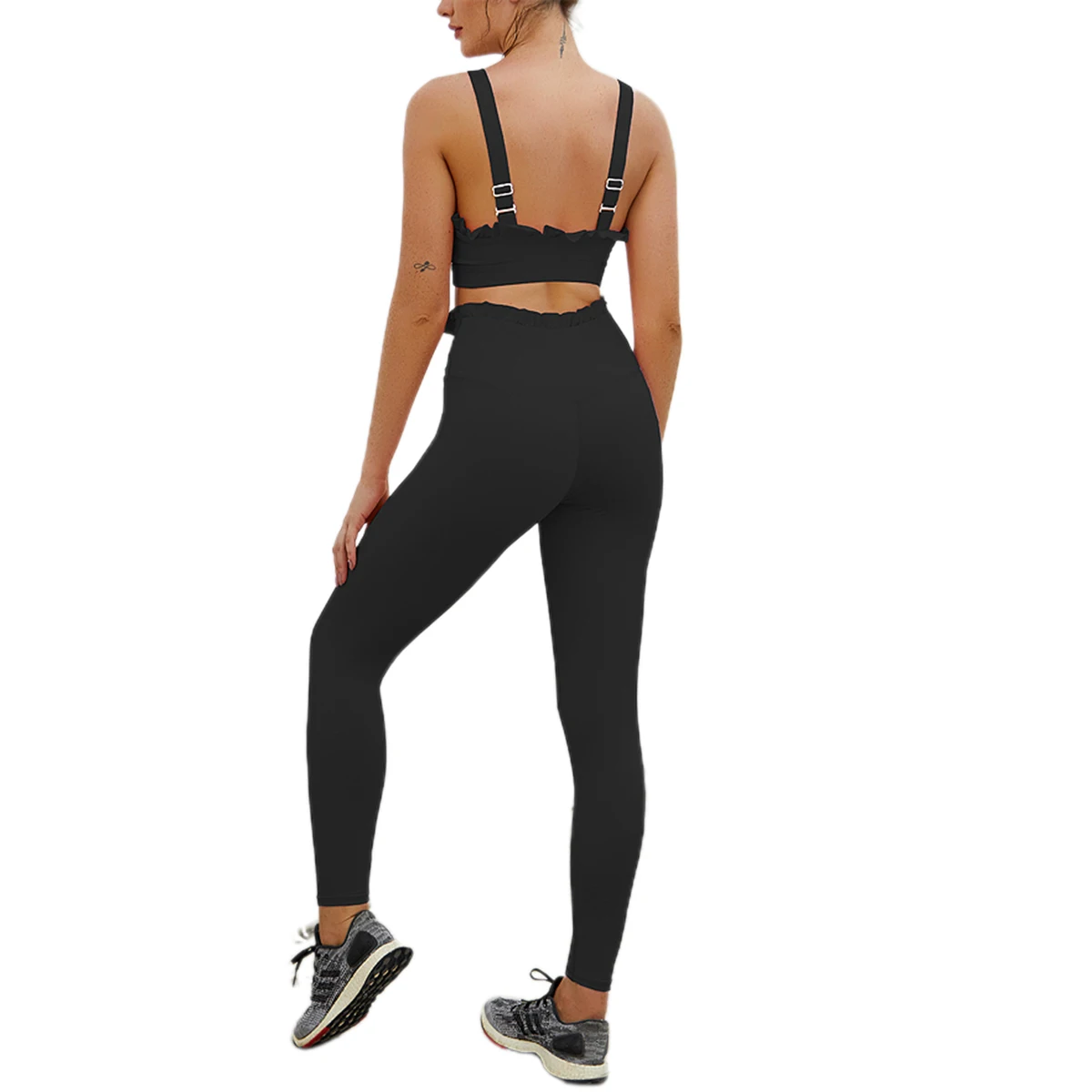 

Women 2pcs Sets Jogger Pants, High-Waist Trousers, Solid Color Casual Tight Slimming Wear Girls Bottoms Yoga Sports