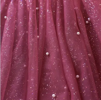 beading wine red Светильник, синий, черный и фиолетовый градиент, звездная пряжа, Золотая пудра, напыление блесток, сетчатая ткань - Цвет: beading wine red