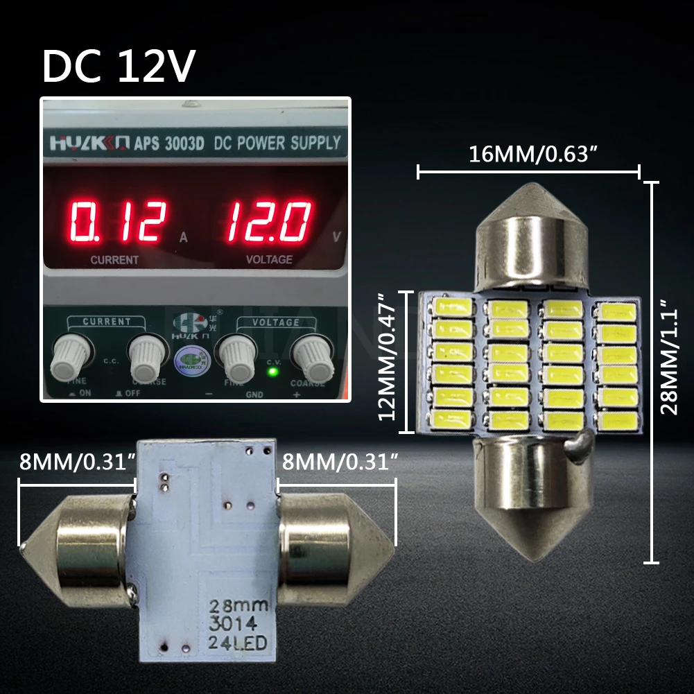 2 шт 1 44 Вт 28 мм 31 36 3014 24SMD 6000K C5W C10W гирлянда светодиодный Внутренний Карта купольная