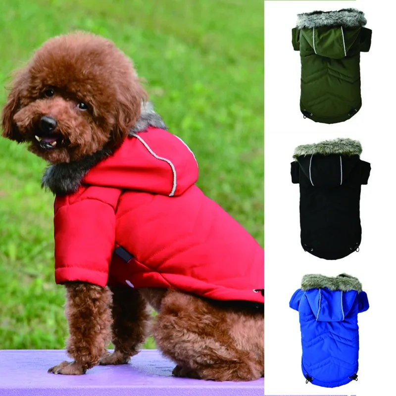 

Водонепроницаемая одежда для маленьких собак, зимнее женское пальто с капюшоном, куртки для французского бульдога, одежда для домашних жив...