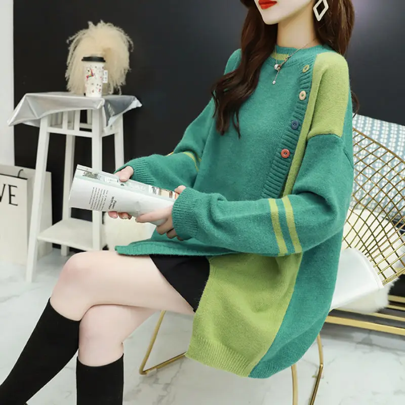 Пуловер Женский свободного покроя с красным лесом свитер в Корейском стиле дикая