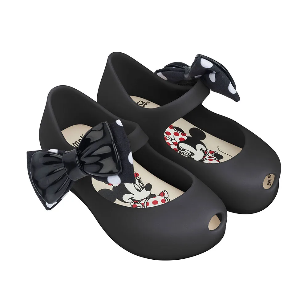 Черный Mini Ultragirl+ Minnie II; Новинка года; прозрачные сандалии с бантом для девочек; детские сандалии Melissa; детская нескользящая обувь - Цвет: Черный