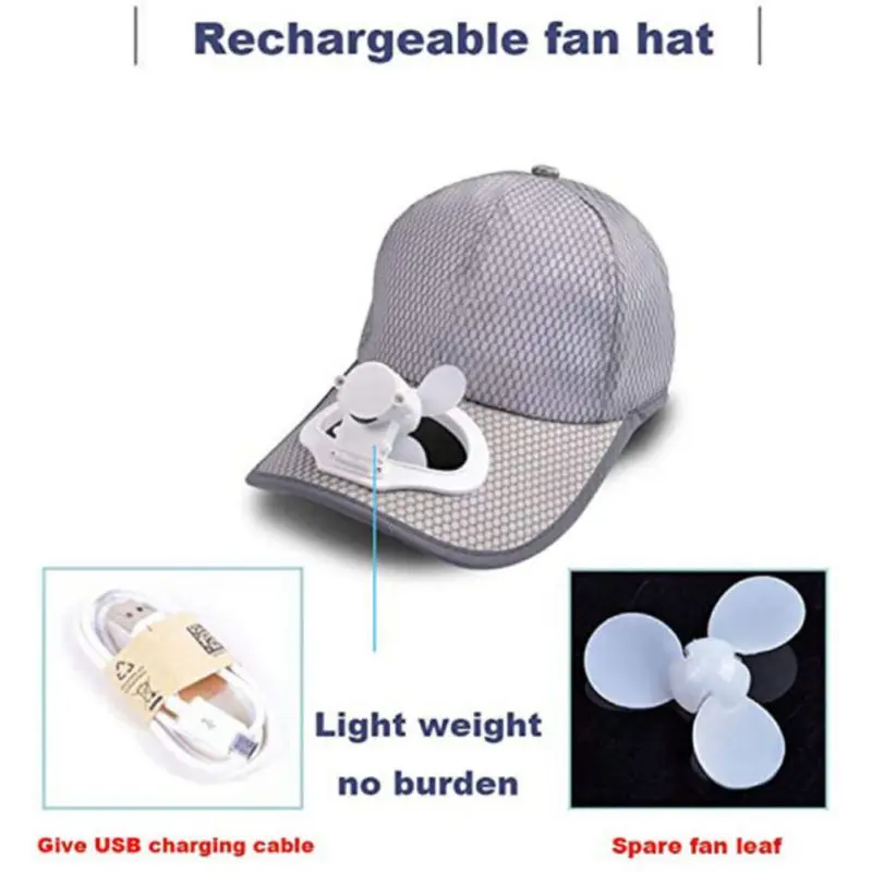 Кепка унисекс с USB зарядкой шапка для охлаждения вентилятора бейсбольная кепка