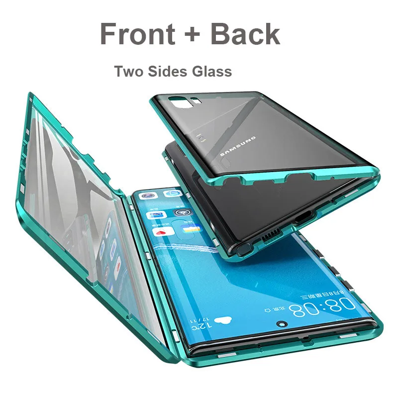 Магнитный металлический стеклянный чехол Note 10 для Samsung Galaxy Plus прозрачный 5G Coque +