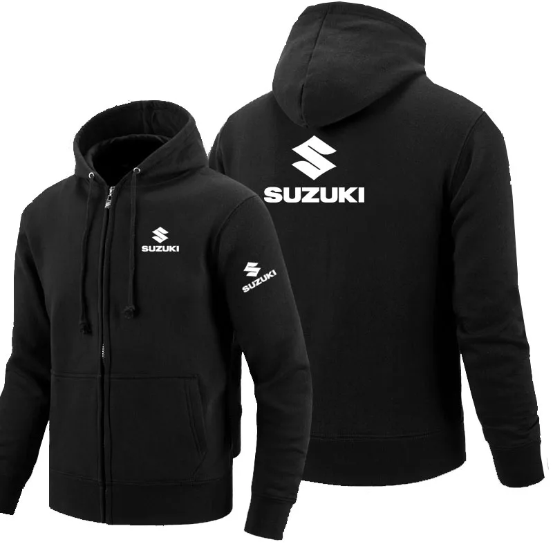 Новая осенняя и зимняя мужская женская толстовка на молнии Suzuki с капюшоном