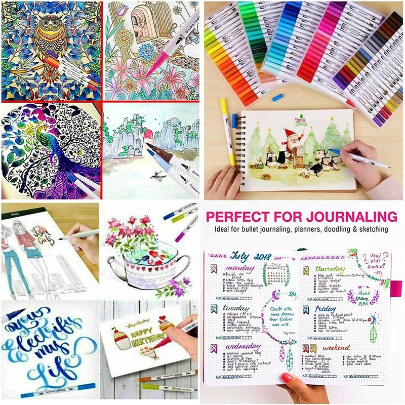 

Watercolor Brush Pens Set Dual Tips Soft Fine Art Markers Graffiti Drawing Pen SER88