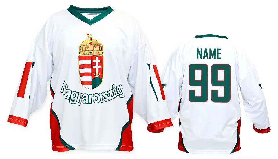 

magyarorszag Hungary TEAM white red MEN'S Hockey Jersey Embroidery Stitched Customize any number and name