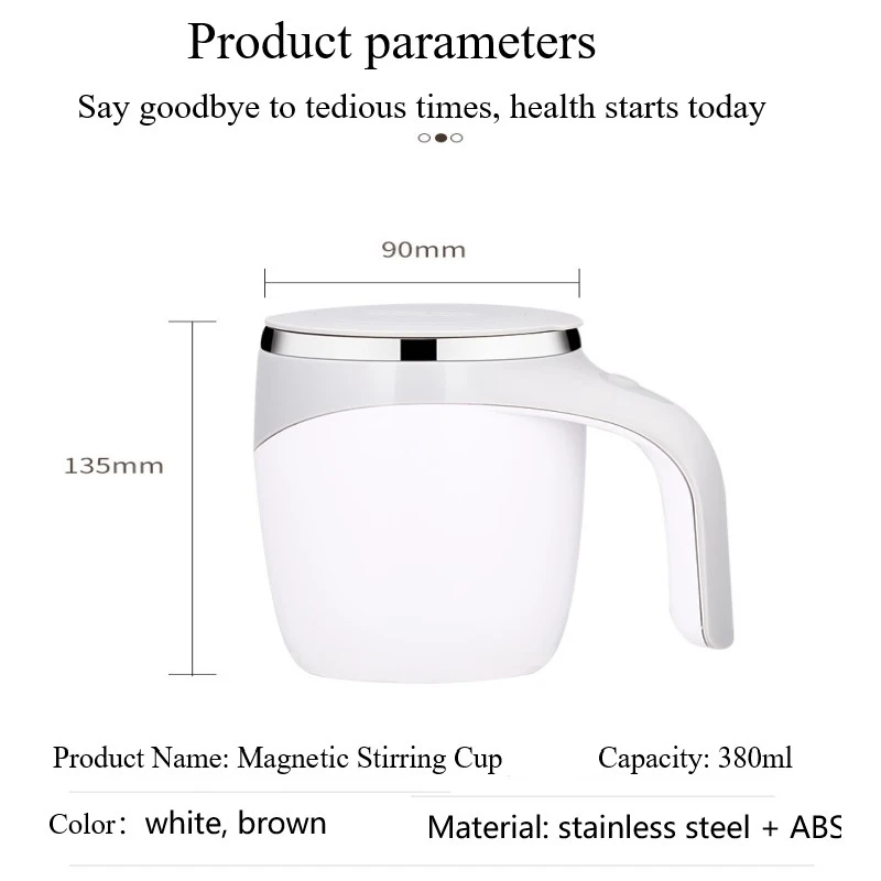 

380ml Self Stirring Mug 304 Stainless Steel Water Bottle Insulated Mixing Coffee Cup Magnetic Control Smart Coffee Cup