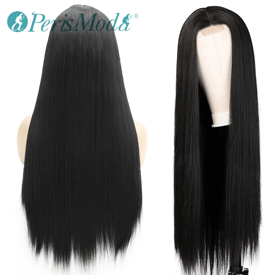 Парик с длинными прямыми черными искусственными волосами для женщин парик из