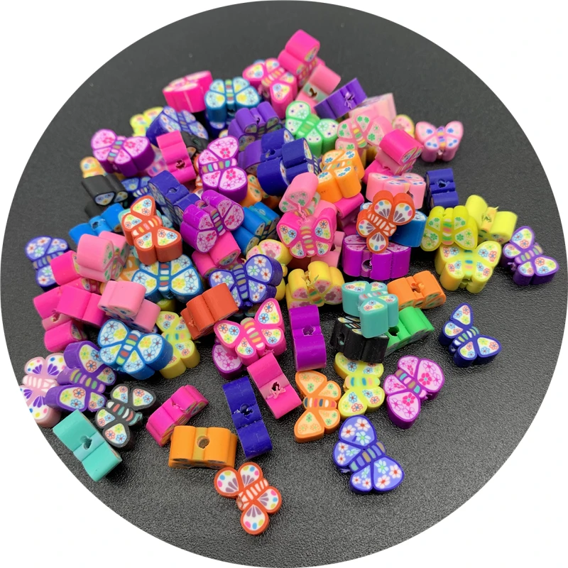 Разделительные бусины 30 шт./лот 10 мм глиняные смешанные в форме бабочки для
