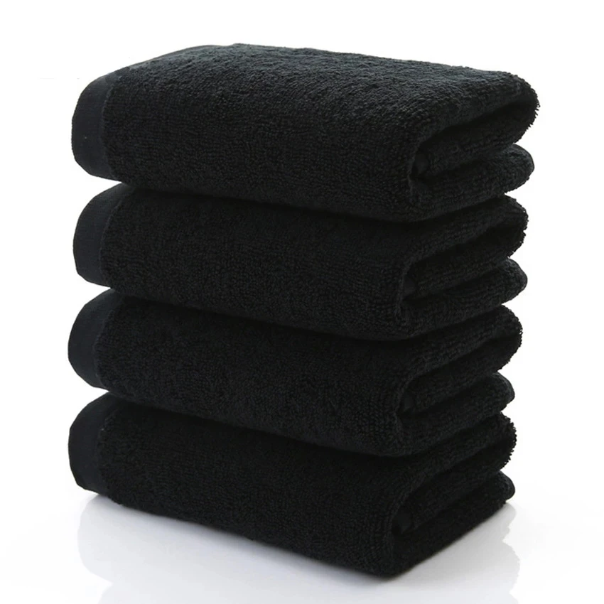 

100% cottonnon-fading black towel jacquard soft bamboo fiber towel thickened absorbent black towel for home hotel beauty salon
