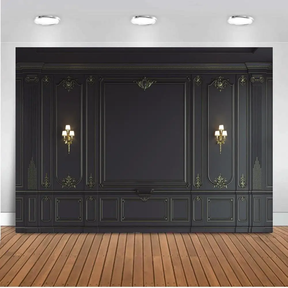 

Европейский виниловый светильник для детской портретной фотосъемки с изображением черной стены интерьера комнаты