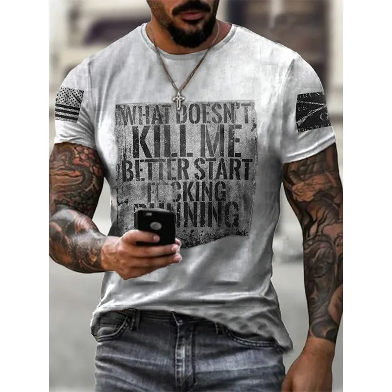 

2021 Summer Hot Sale Men's Fitness T-shirt Street Personality Fashion Clothes 3D Printing Street Fashion Oversize Short-Sleeved