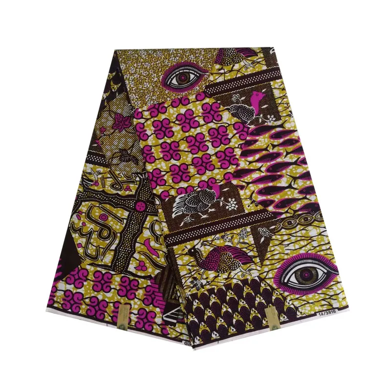 

2019 the lastest design african wax nigerian block print in fabric DESIRE EYES MIX DESIGN 100% cotton 6yards/piece V-L 668