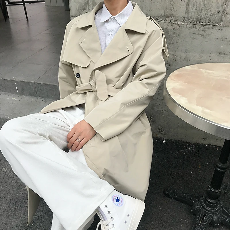 Тренчкот мужской/женский длинный свободного покроя модная винтажная ветровка в