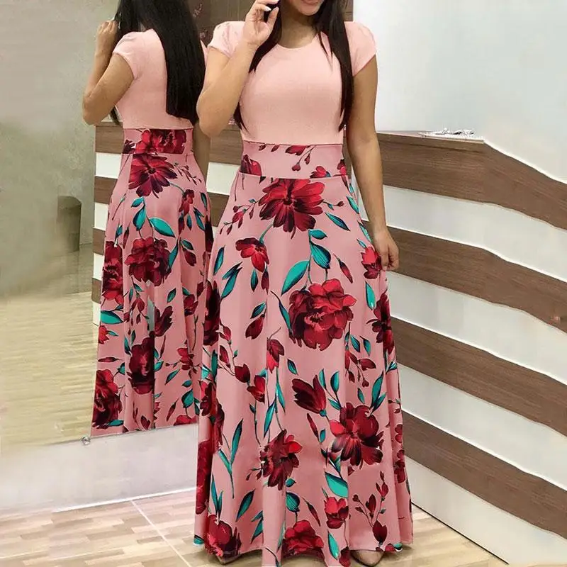 Летнее платье с цветами и большим Размеры Платье женское элегантное размера плюс