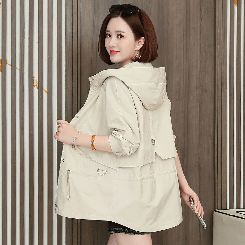 

Длинная и Повседневная Женская ветровка средней длины маленькая Новинка 2021 весна-осень индивидуальный корейский стиль