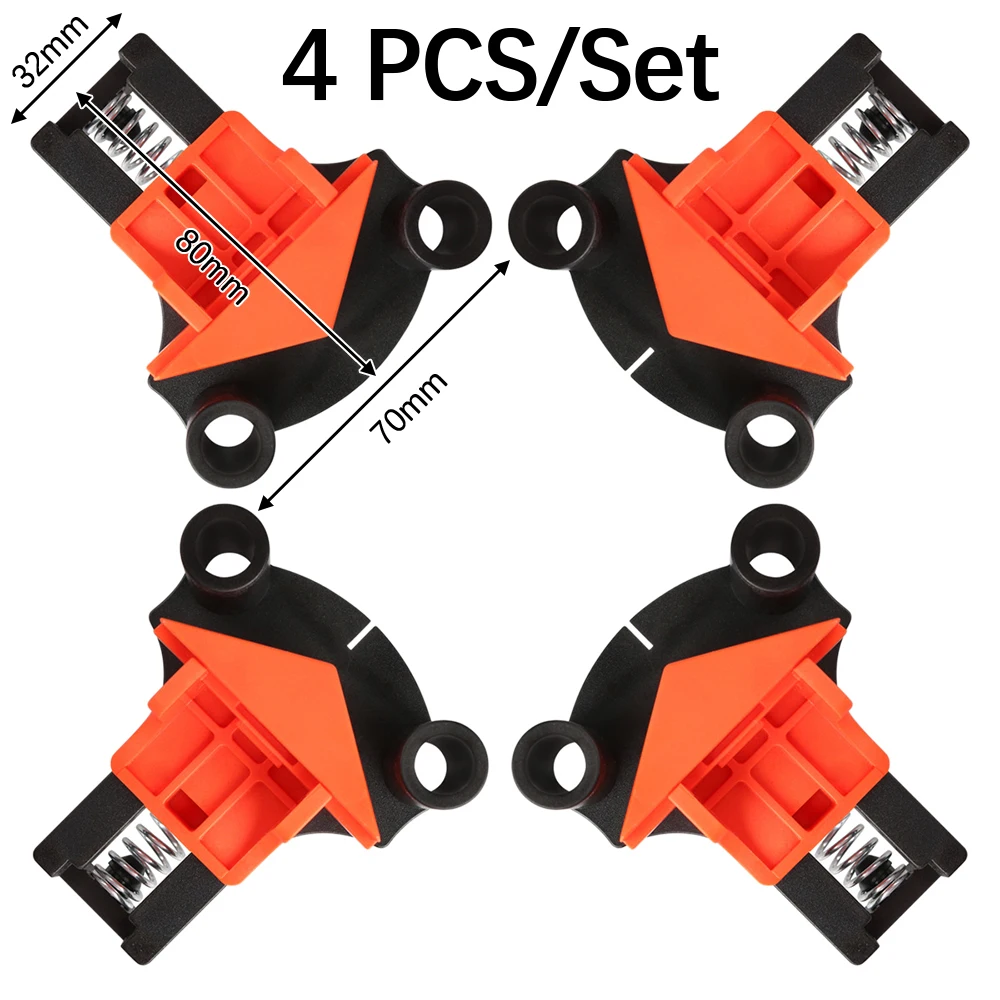 

4pcs Right Angle Clamp Set 90 Degree Woodworking Clips Quick Fixed Picture Frame Plastic Spring Clamp Punch Installer Accessory