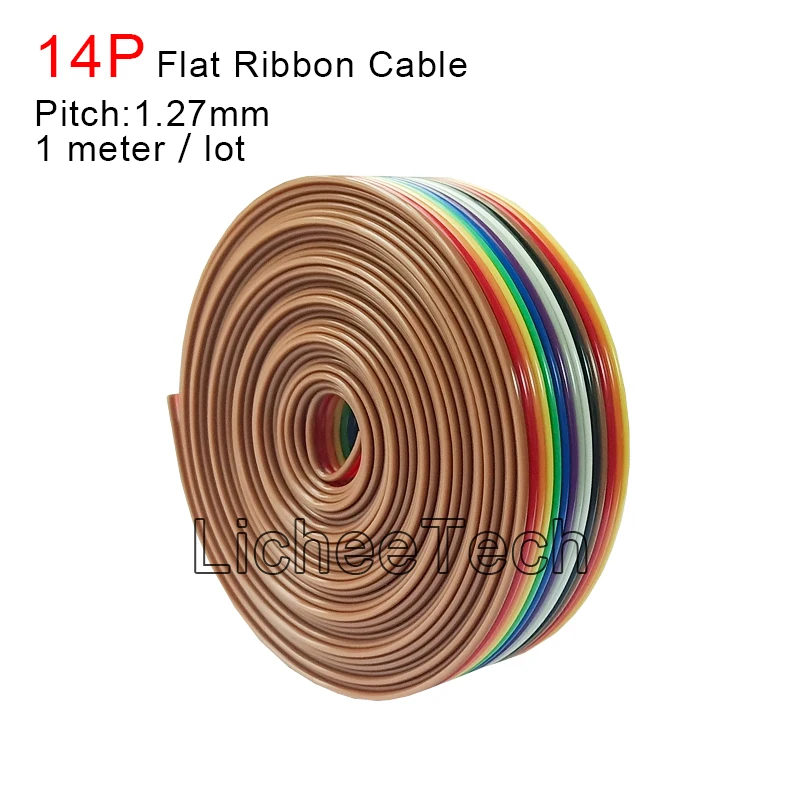 14Pin плоский ленточный кабель 14 способ цветной шлейф в цветах радуги 1x набор 1 метр