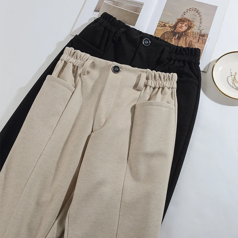 Женские шерстяные брюки 2019 осень зима новые модные женские толстые теплые