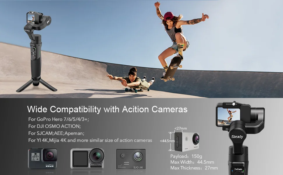 HOHEM iSteady Pro 2/Pro 3-осевая карманная брызгозащищенное с шарнирным замком для DJI Osmo Экшн камера Gopro Hero 7/6/5/4/3 SJCAM YI Action Камера