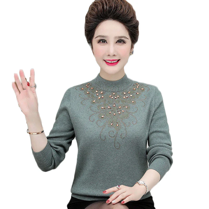 

Женский свитер среднего возраста, сезон осень-зима, плотные бархатные вязаные пуловеры, Женский вязаный свитер, женские топы