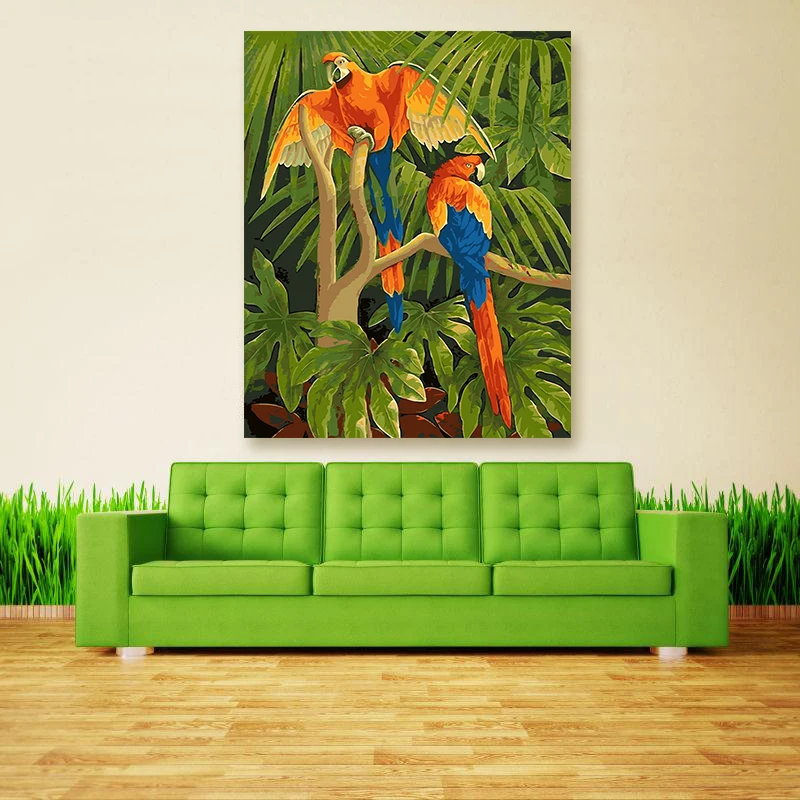 Животное птица Макау живопись по номерам прекрасный умный разноцветный попугай