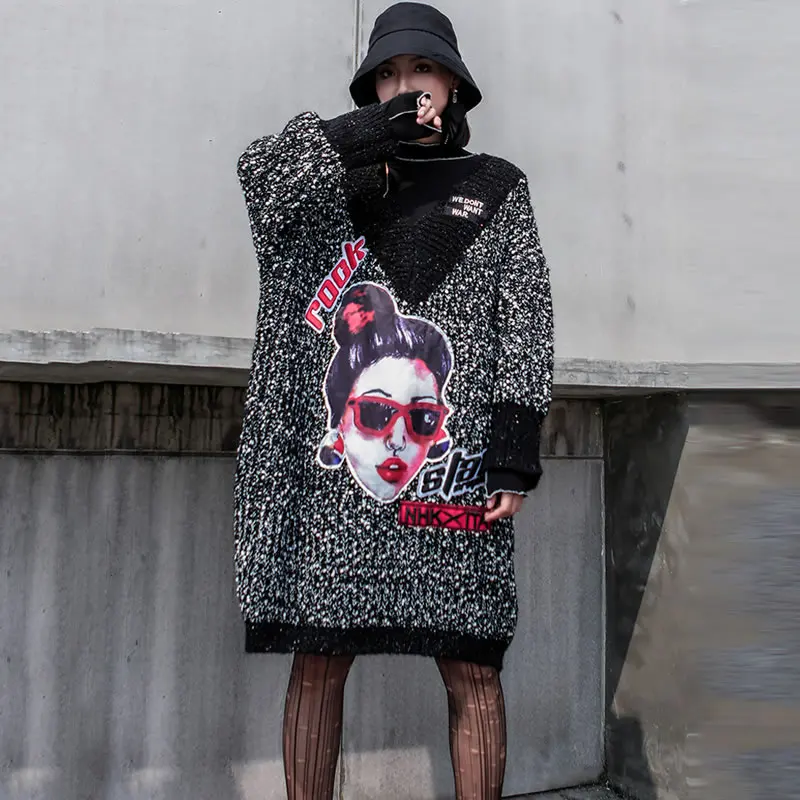 XITAO свитер с вышитым буквенным узором вязаный длинный 2019 осенние Элегантные