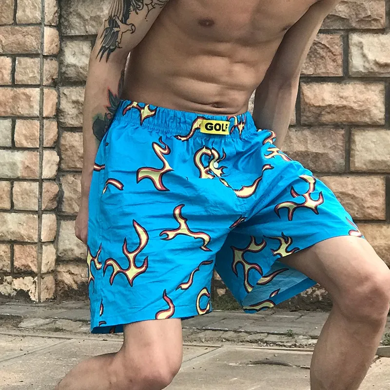 Golf Wang Тайлер шорты для гольфа мужской удобный скейтборд с огненным пламенем