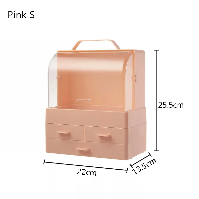 Pink Square S Портативный косметический ящик С Пылезащитным покрытием Мумия Хранение Косметики коробка Органайзер Ящики Пластиковые Ювелирные изделия парфюмерный контейнер водонепроницаемый - Цвет: Pink Square S