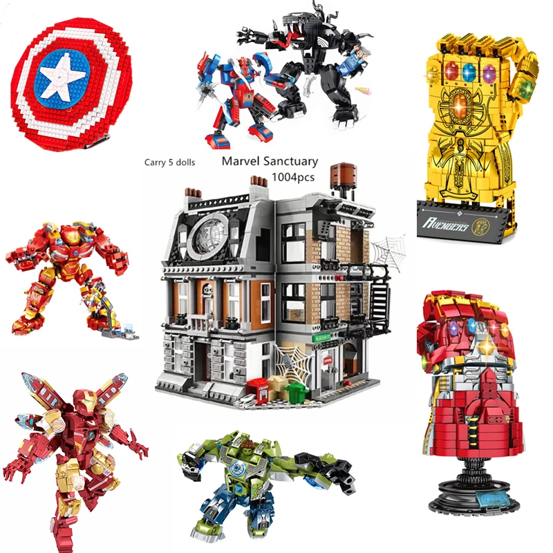 Новые модели строительных блоков Marvel Мстители оружие танос Тор бесконечные