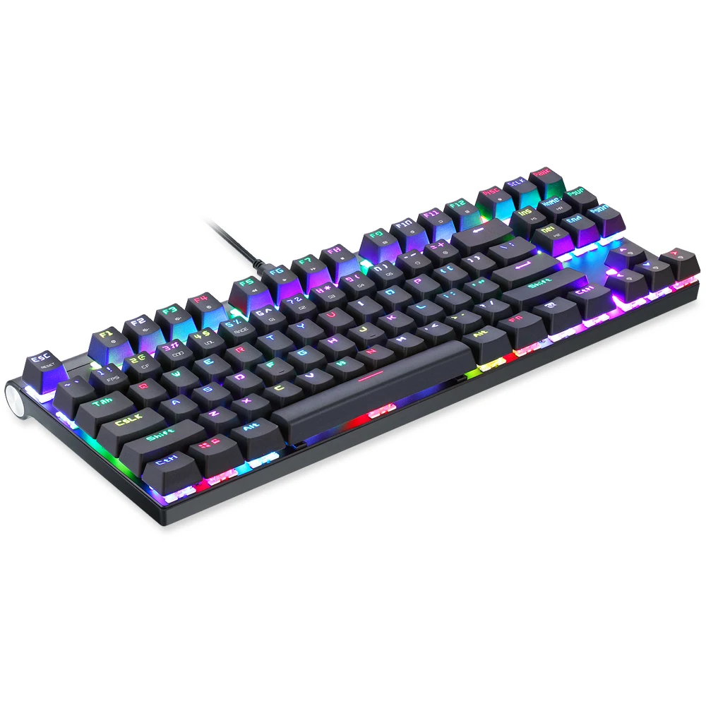 Механическая клавиатура Проводная игровая RGB подсветкой 87 104 Anti ghosting синий и