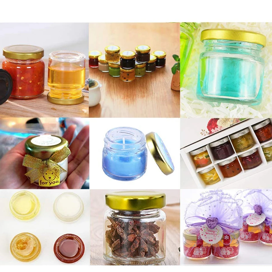Glass Jars with Gold Lids Mini Mason for Gifts Crafts Wedding Spice Extra Chalkboard Labels Tags String | Дом и сад
