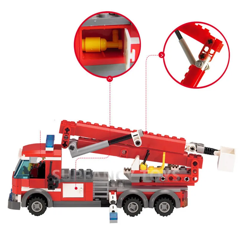 244 шт. городской пожарный воздушная лестница грузовик строительные блоки наборы