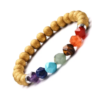 Натуральный камень огранки лица Энергии Кристалл Браслет Йога 7 Чакра улыбка