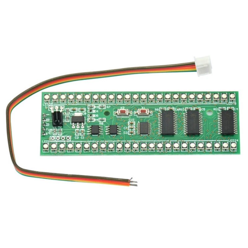 

RGB MCU Adjustable Display Pattern 24 LED VU Meter Audio Level Indicator Board Dual Channel LED Module