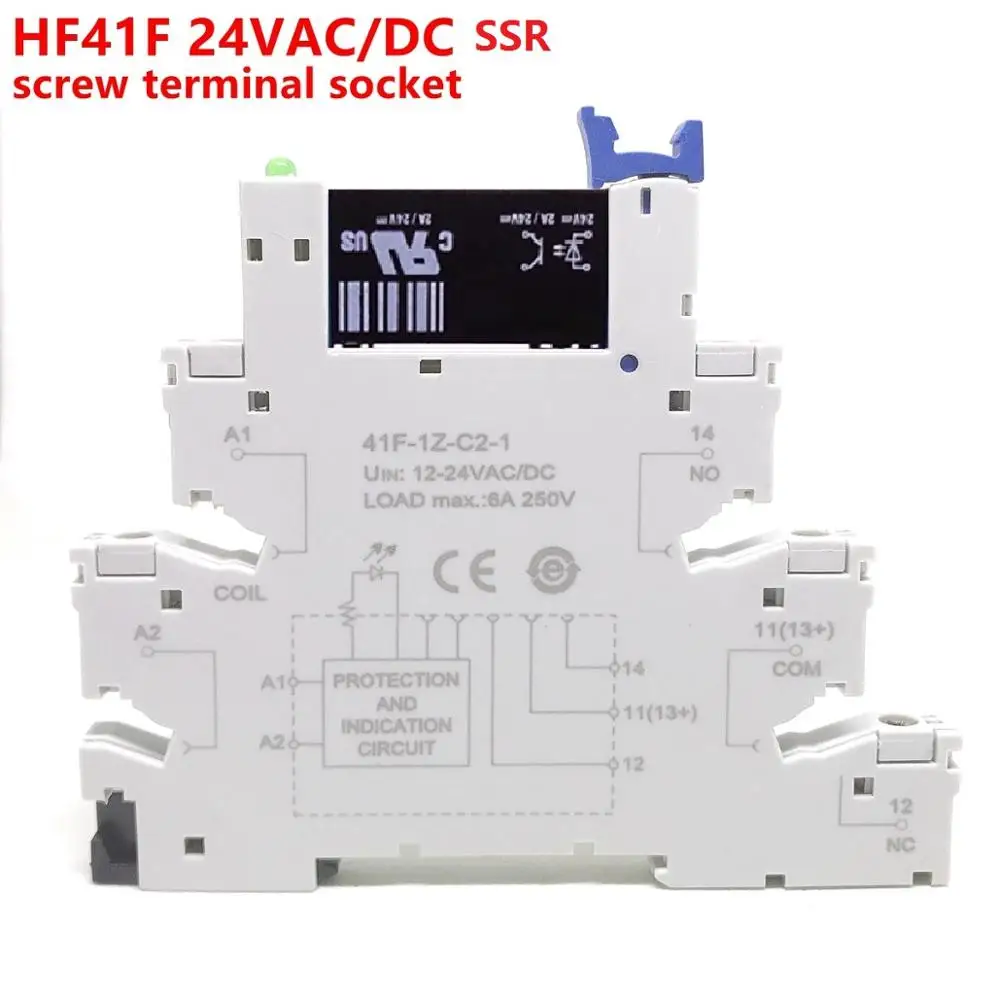 Реле 41F-1Z-C2-1 HF41F 24-ZS 12-ZS 5 в 12 В 24 в 230 В 6A 1CO SlimSSR, крепление на винтовой розетке светодиодный светодиодным реле (art.: 7ab00823c) - 7ab00823c