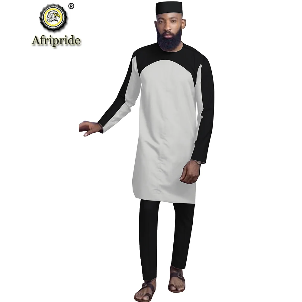 African Clothing for Men Shirts Pants and Hat 3 Piece Tribal Set Dashiki Outfits Ankara Suit Tracksuit Wear AFRIPRIDE S1916054