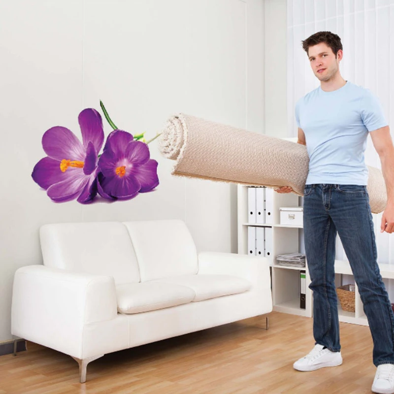 Романтические фиолетовые цветы наклейки на стену для гостиной спальни Diy 3D