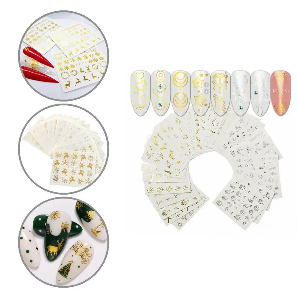 

Gorgeous 16Pcs Nice-looking Gold Color Deer Manicure Decal Lovely Transfer Sticker Delicate for Girls