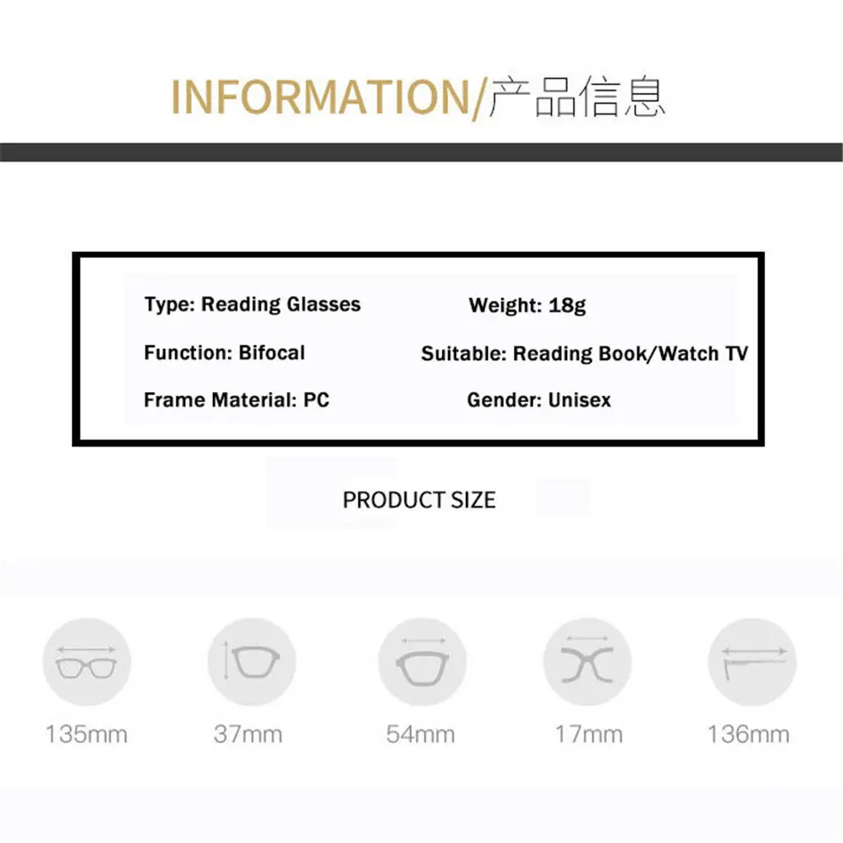 

Ahora Bifocal Square Reading Glasses Men Women Anti Blue Rays Light Presbyopia Eyeglasses Presbyopia Glasses +1.5 +2.0 +2.5