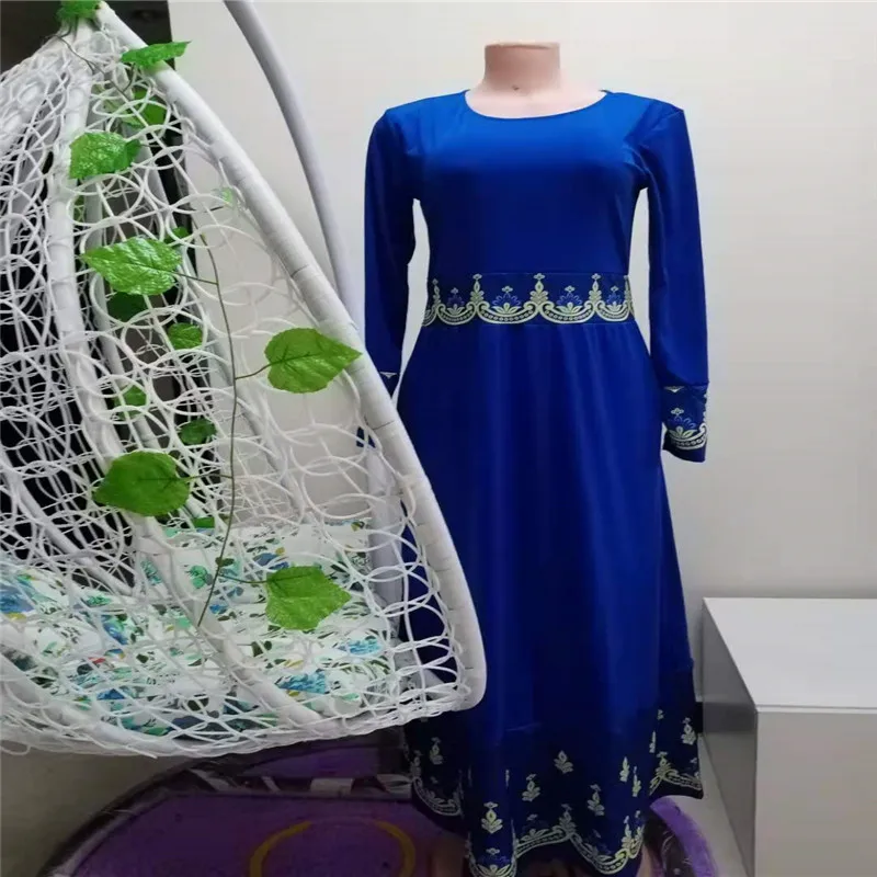 2021 Gaun Indonesia Hijab Bangladesh Gaun Ukuran Plus 5XL Dubai Biru Abaya untuk Wanita Pakistan Muslim Gaun Panjang Pakaian Islami